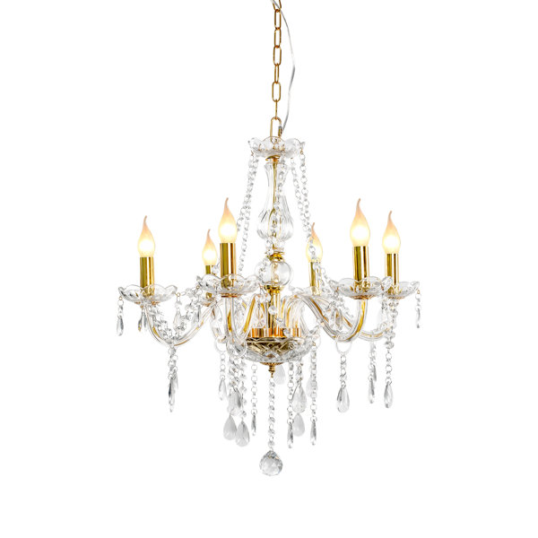 woxeon 6 Lights Luxurious Candle Crystal Chandelier with Gold Socket